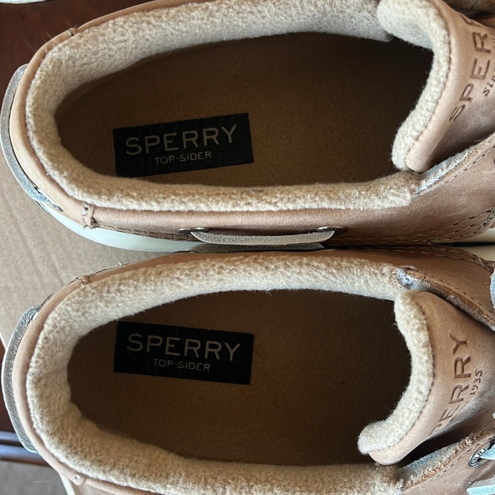 Brand New Sperry Saltwater 1-Eye Ivory Rain Boots Rubber Leather Collar Fleece - Picture 10 of 16